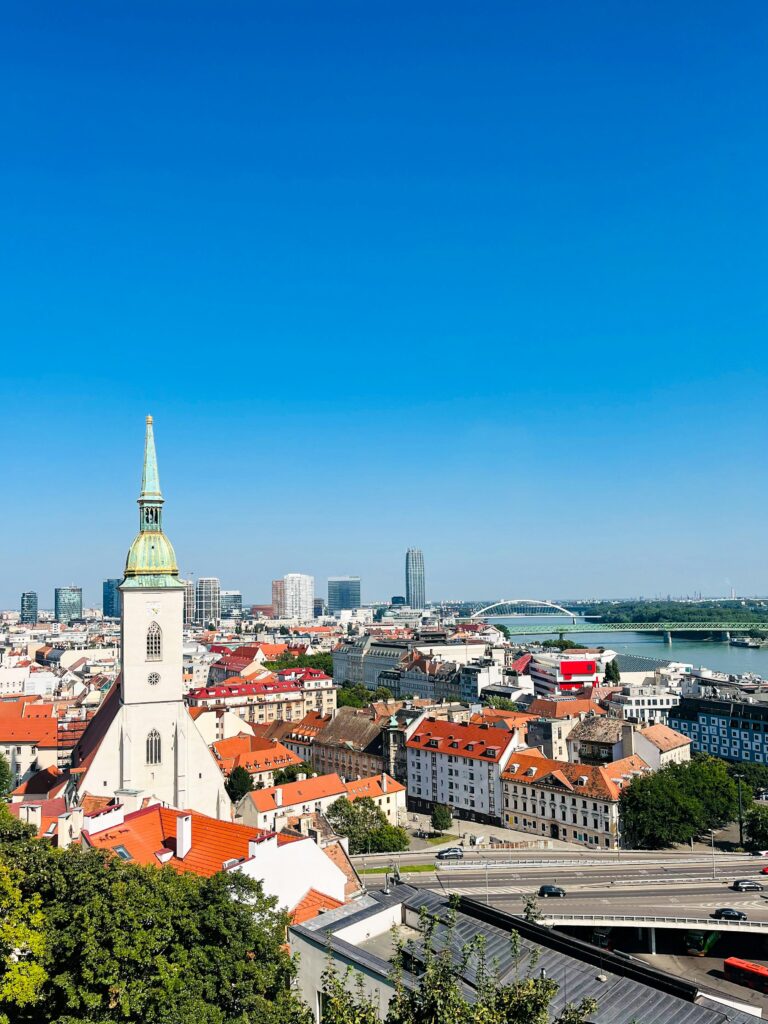 Skyline of Bratislava with the Saint Martin Cathedral