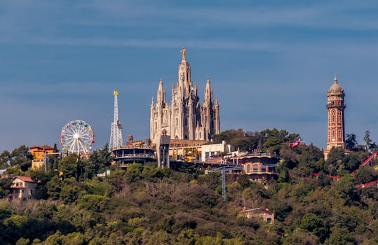 Tibidabo Amusement Park in Barcelona, Spain